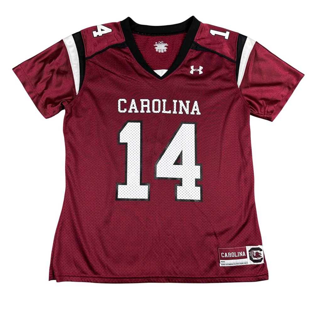 Under Armour South Carolina Gamecocks Jersey 14 Maroon NCAA Football Womens L
